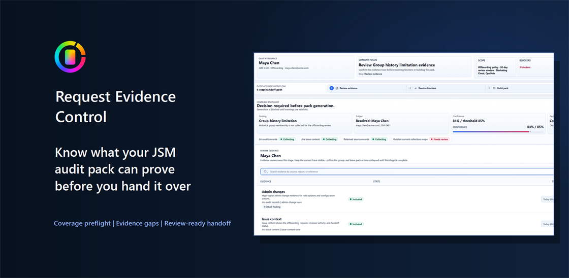 Request Evidence Control evidence pack preview.